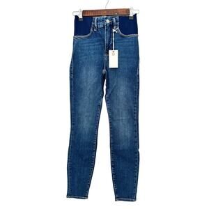 Good American Maternity Jeans 00 24 in Under Belly Panels Skinny Blue Denim